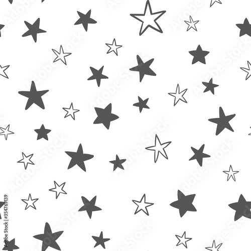 Star doodles seamless pattern. Hand drawn stars background loopable texture.