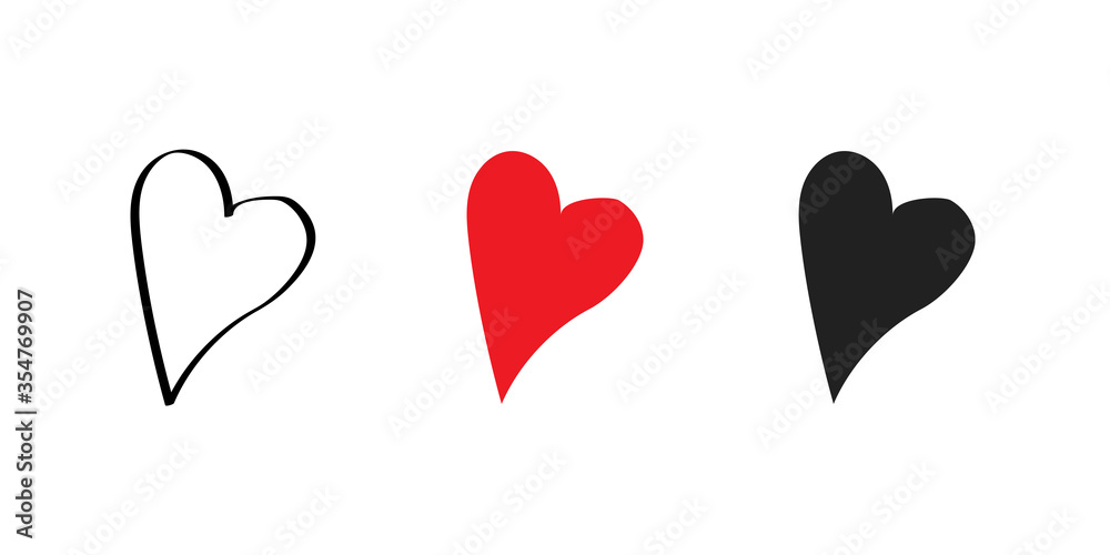 Red heart hand design icon. Love vector isolated concept in flat