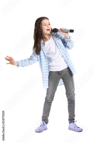 Cute little girl singing ag...
