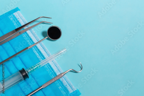 Professional Dentist tools in dental office Dental Hygiene and Health conceptual image