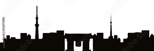 東京　雷門　スカイツリー　背景