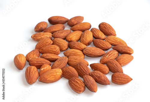 Almonds Delicious. Almonds isolated on white background.