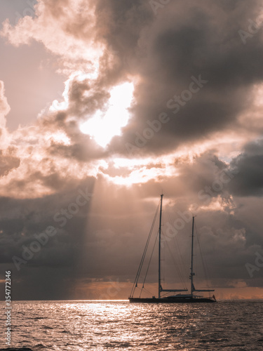 sailboat at sunset
