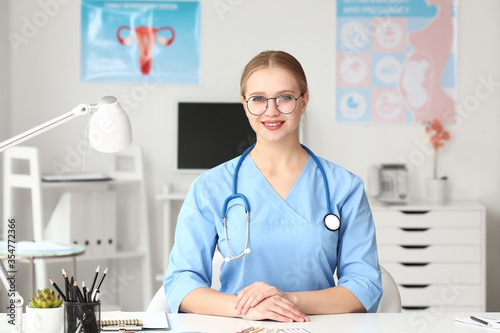 Female gynecologist with bi...