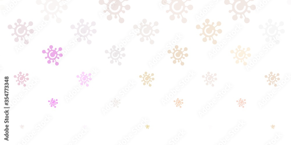 Light Pink, Yellow vector background with covid-19 symbols. Light Pink, Yellow vector background with covid-19 symbols.