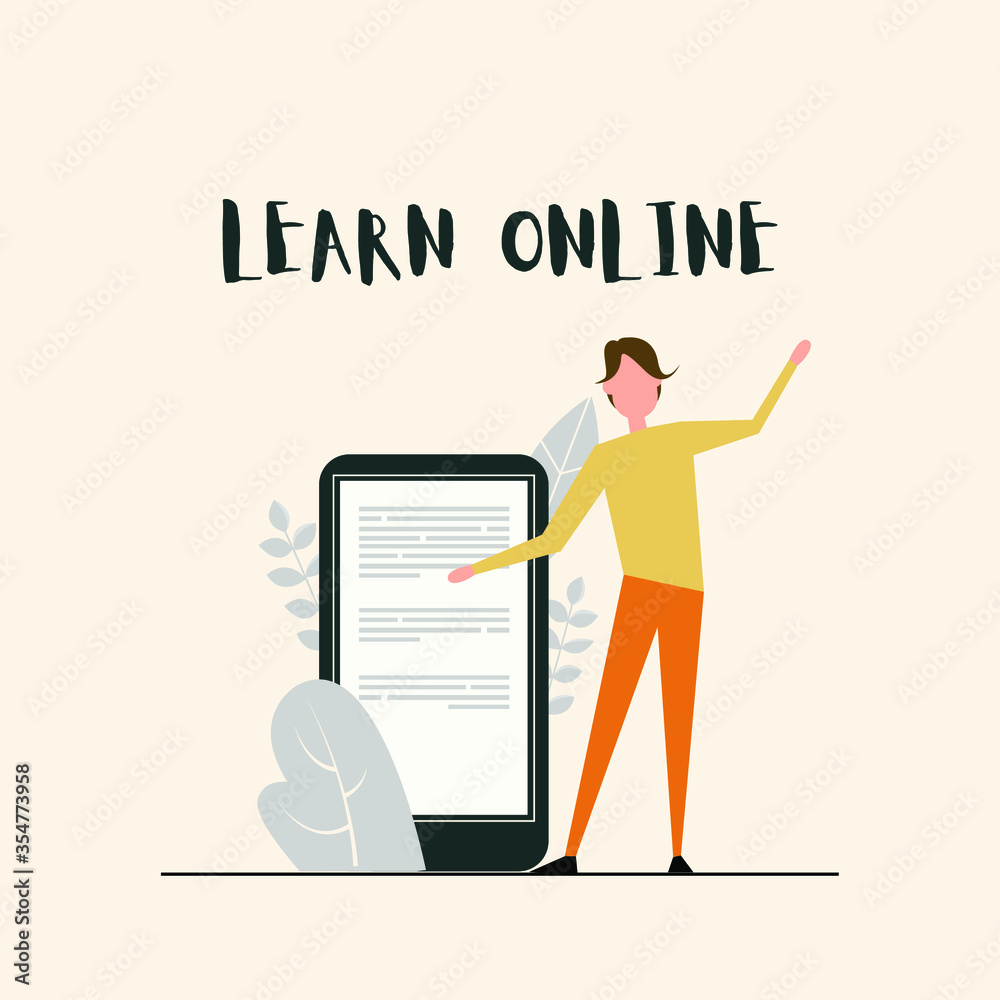 Online teaching vector, colorful illustration in modern flat style