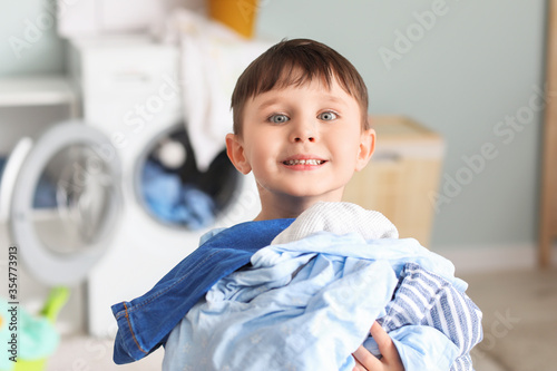 Little boy with dirty cloth...