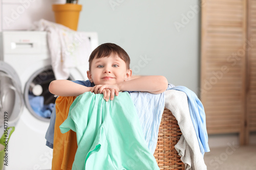 Little boy with dirty cloth...