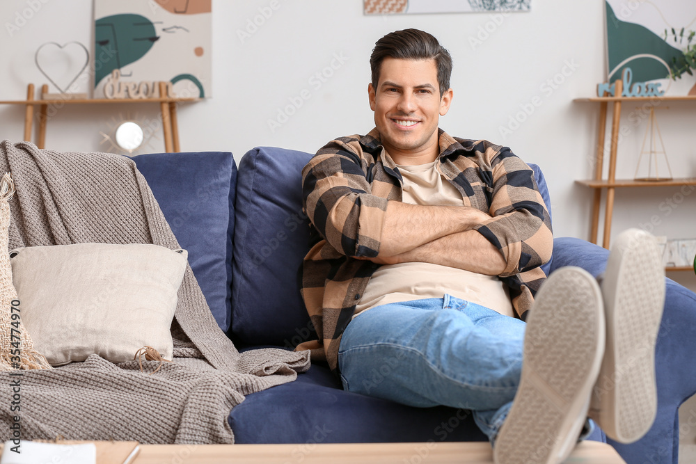 Lazy man spending day off at home Lazy man spending day off at home