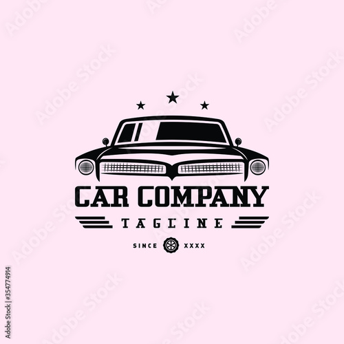 Classic Vintage Car Retro Auto Muscle Car Vehicle Logo Design Vector