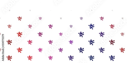 Light blue, red vector backdrop with virus symbols.