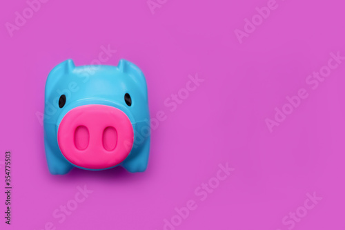 Piggy bank isolated on beautiful background. Money saving