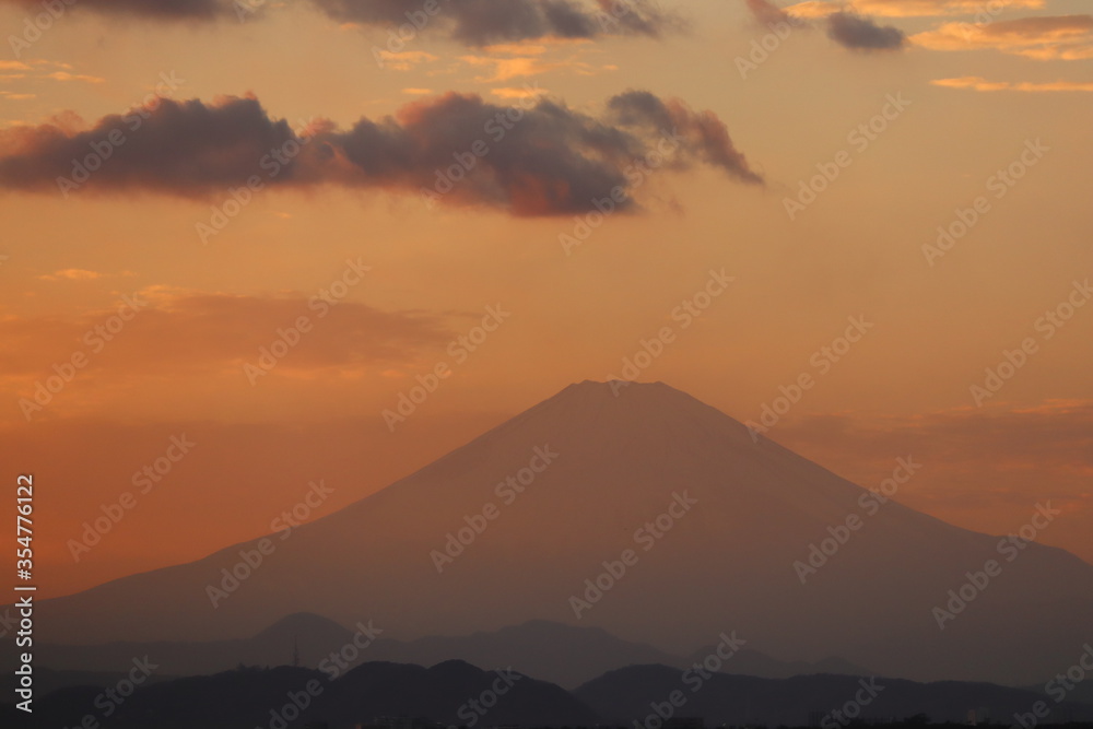 Red sky and Mt.Fuji