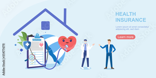 Health insurance concept.Healthcare, finance and medical service. Vector illustration about health insurance.