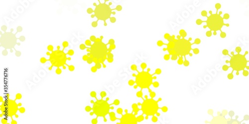 Light green, yellow vector backdrop with virus symbols.