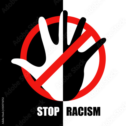 No racial discrimination campaign design. Social movement motivate against stop racism. Vector illustration