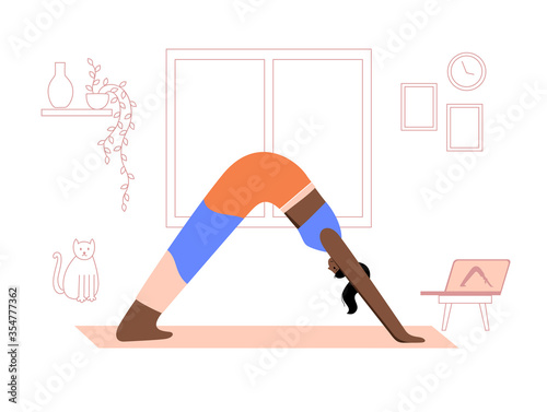 Yoga flat vector illustration. Healthy lifestyle