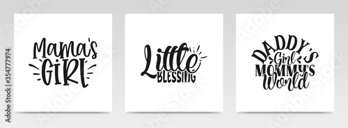 Baby born quotes letter typography set illustration.