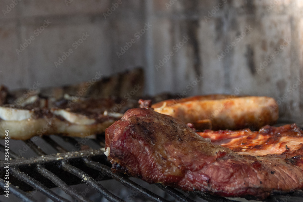 meat on the tradicional argentinan barbecue