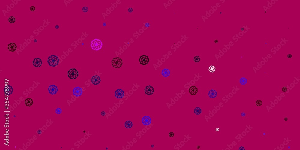 Light Purple, Pink vector doodle pattern with flowers. Light Purple, Pink vector doodle pattern with flowers.