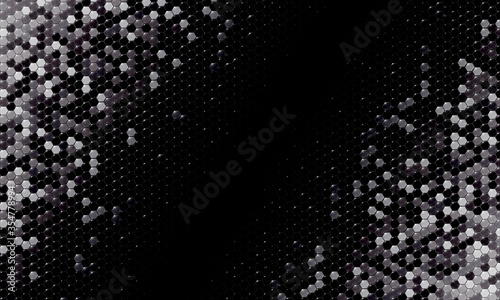 Mirror silver honeycomb tiles. Abstract mosaic geometry pattern. Hexagon minimal mirror background of honeycomb for modern cover, ad baner, web. Vector silver mosaic background.