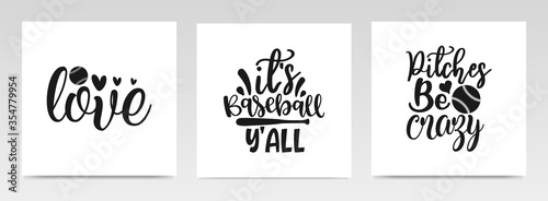 Baseball sport quotes letter typography set illustration.
