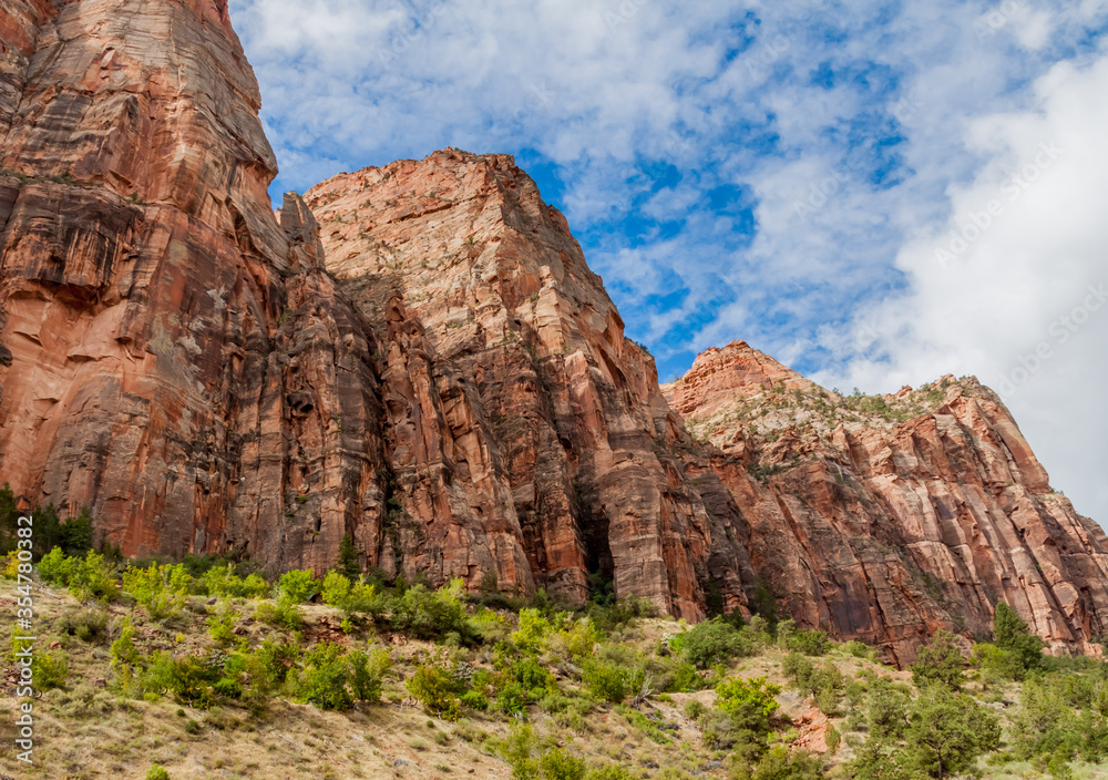 The Soaring Navajo Sandstone Walls of Pipe Creek Canyon, Zion National Park, Utah, USA