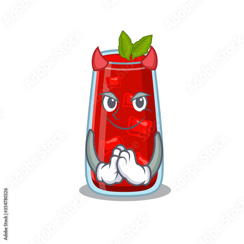 Bloody mary cocktail clothed as devil cartoon character design concept