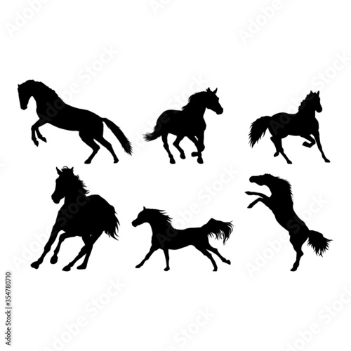 Set of Simple Vector Design of a Horse in Black