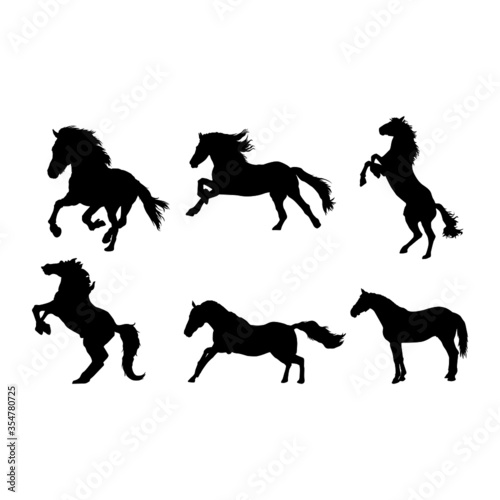 Set of Simple Vector Design of a Horse in Black