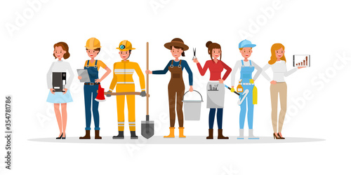 career staff character vector design include farmer, businessman, barber, firefighter, builder and chef. no2