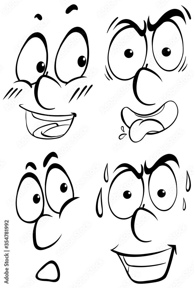 Obraz premium Human faces with different facial expressions