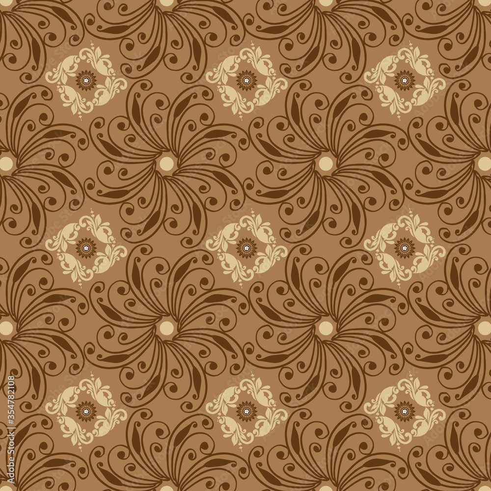 Modern Indonesian batik motifs with simple golden brown color