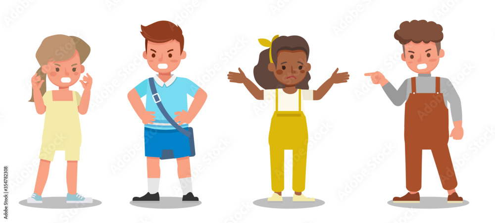 Children character vector design. Presentation in various action with emotions, angry and sad. no3 Children character vector design. Presentation in various action with emotions, angry and sad. no3