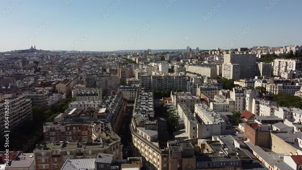 District of Paris and cityscape, sky for copyspace. Aerial sideview District of Paris and cityscape, sky for copyspace. Aerial sideview