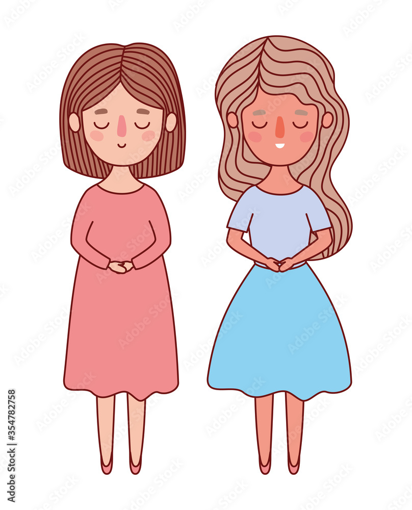 Two women avatars cartoons vector design Two women avatars cartoons vector design