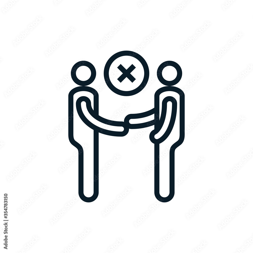 Social distancing, physical distancing, avoid shake hands outline icon. Editable stroke. Keep distance in public society people to protect from coronavirus, covid-19 spreading concept. Social distancing, physical distancing, avoid shake hands outline icon. Editable stroke. Keep distance in public society people to protect from coronavirus, covid-19 spreading concept.