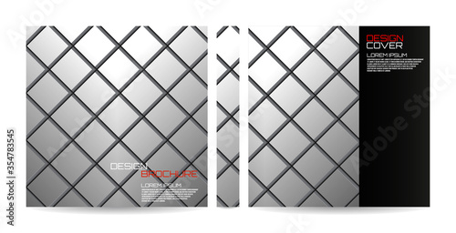 Brochure template of stripes with shadow, geometric banner. Magazine, poster, book, presentation, advertising. Abstract vector background. Cover design your text