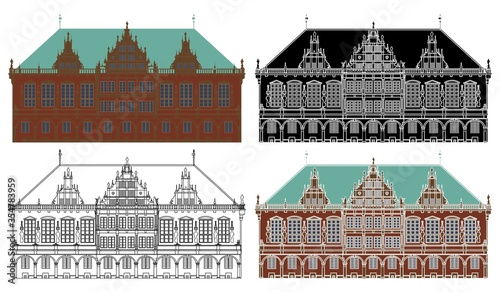 Old Bremen town hall in front view