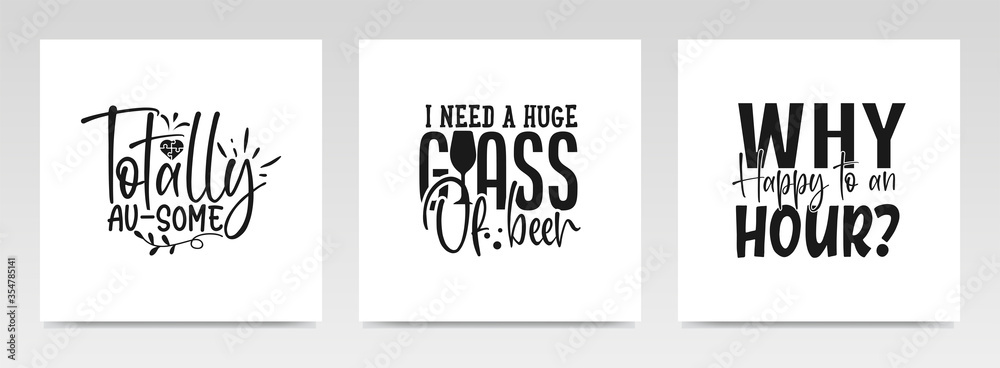 Fototapeta premium Big happy hour quotes letter typography set illustration.