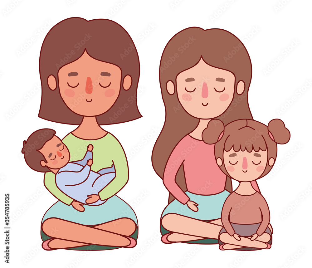 Mothers with baby and daughter vector design Mothers with baby and daughter vector design