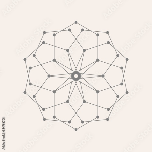Mystical geometry symbol. Linear alchemy, occult, philosophical sign. For music album cover, poster, sacramental design. Astrology and religion concept.