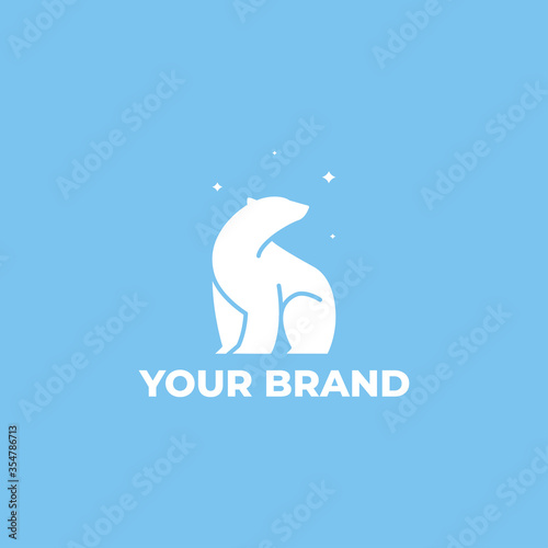 Polar bear star logo design template