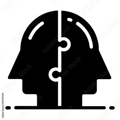 Human Mind Puzzle Concept, hrm symbol on white background, Problem Solving Mindset vector Icon Design  