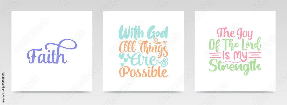 Blessed quotes letter typography set illustration.