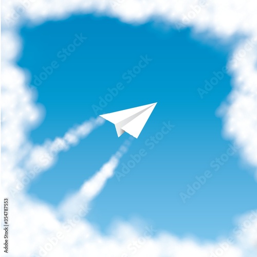 Paper plane flying in the sky
