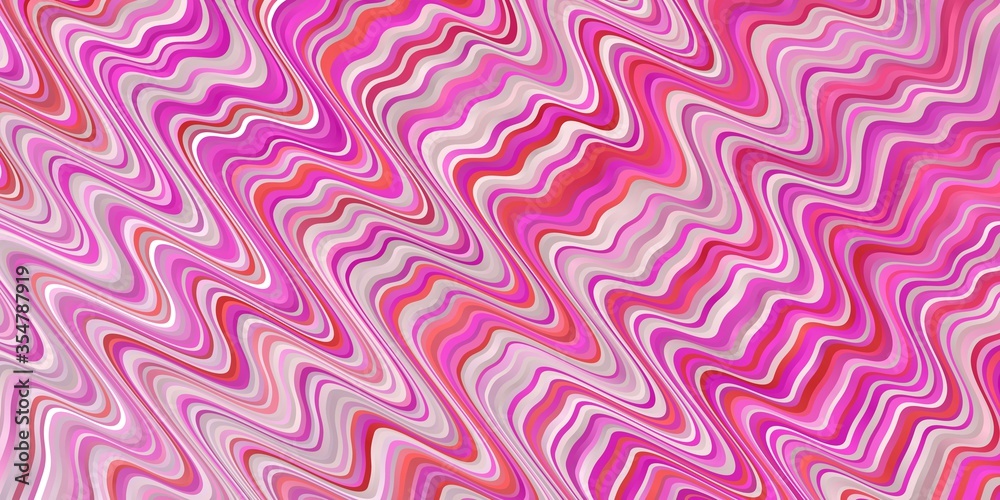 Light Pink vector pattern with wry lines. Colorful geometric sample with gradient curves.  Template for your UI design.