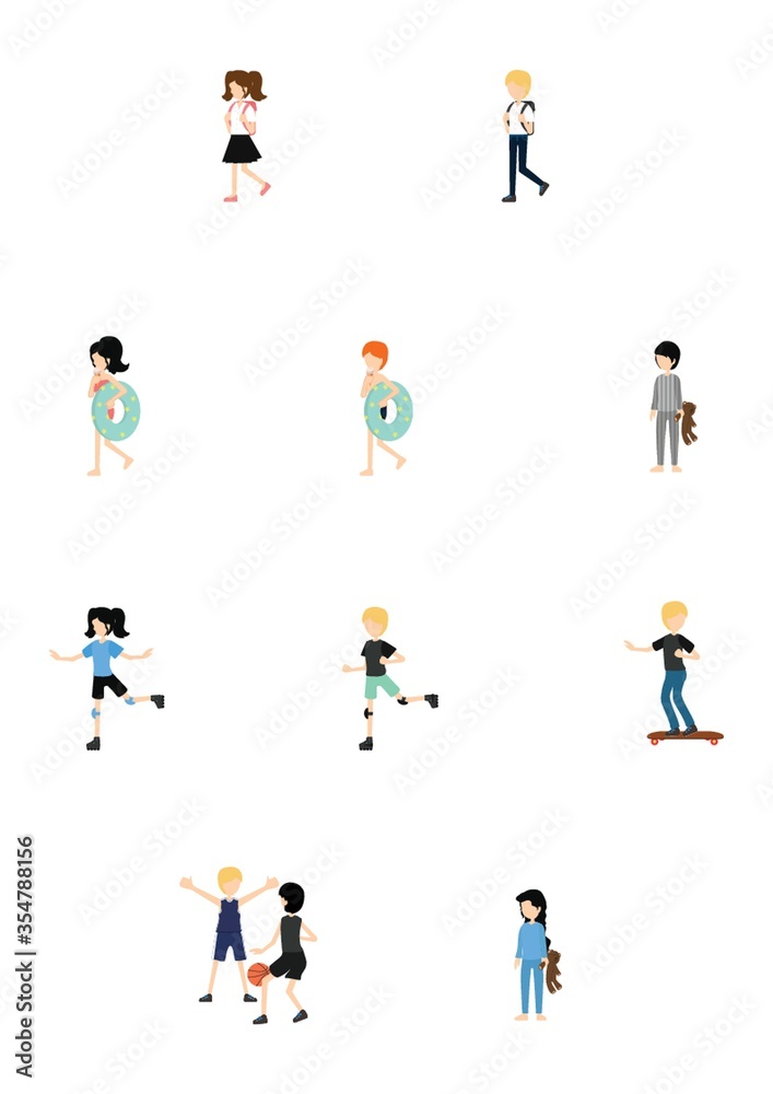 Set of kid playing icons Set of kid playing icons