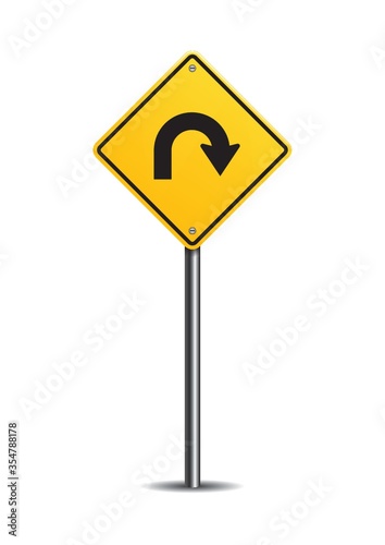 Right hairpin curve sign