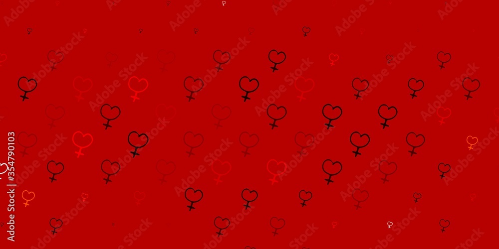 Light Red, Yellow vector backdrop with woman's power symbols.